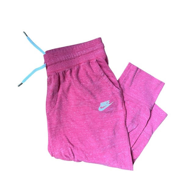 Nike Pants - Nike Pink Sweatpants with Elastic Waistband and Ribbed Cuffs